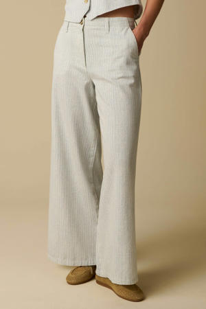 katoenen wide leg gestreepte broek - wit
