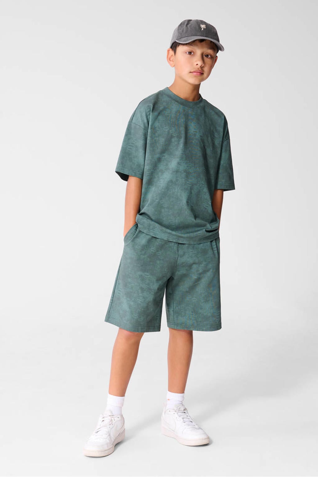 Groene jongens Shoeby T-shirt van katoen met korte mouwen en ronde hals