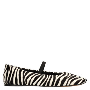 leren ballerina's met zebraprint zwart/wit