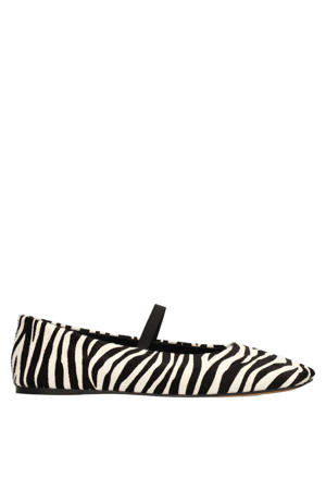 leren ballerina's met zebraprint zwart/wit