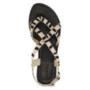thumbnail: Sacha leren sandalen met zebraprint ecru/zwart