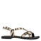 Sacha leren sandalen met zebraprint ecru/zwart