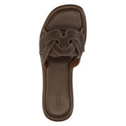 thumbnail: Sacha leren slippers met contrast stiksels bruin