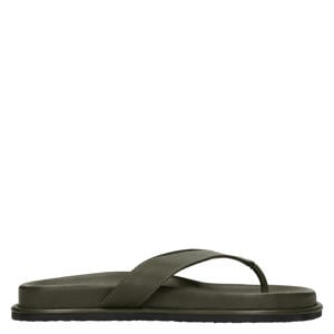 leren teenslippers groen