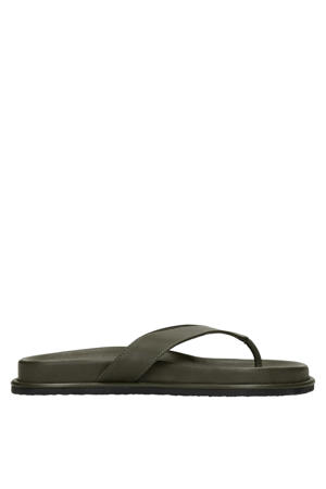 leren teenslippers groen