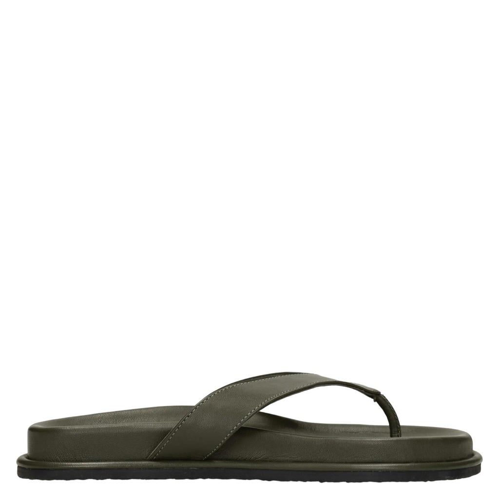 Groene dames Sacha leren teenslippers