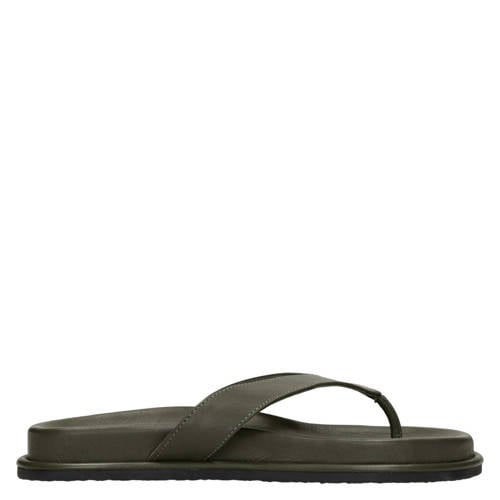 Sacha leren teenslippers groen