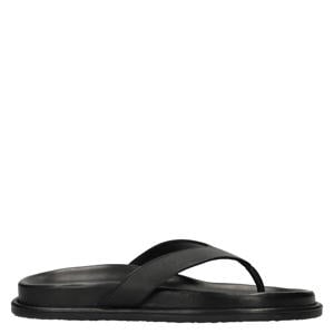 leren teenslippers zwart