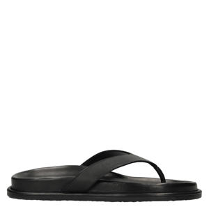leren teenslippers zwart