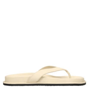 leren teenslippers ecru