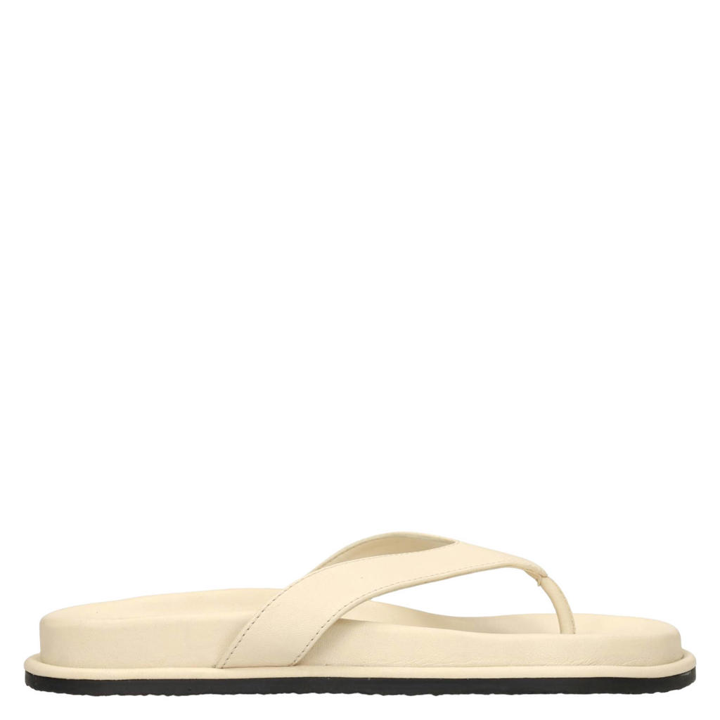 Ecru dames Sacha leren teenslippers