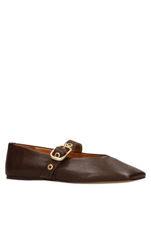 leren ballerina's bruin