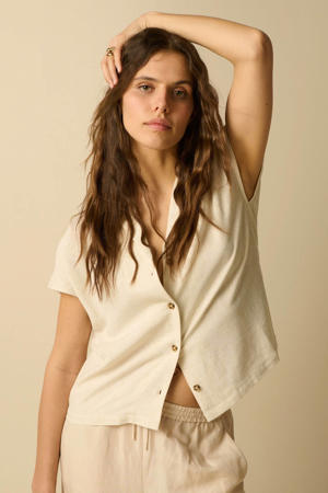 blouse met linnen - beige