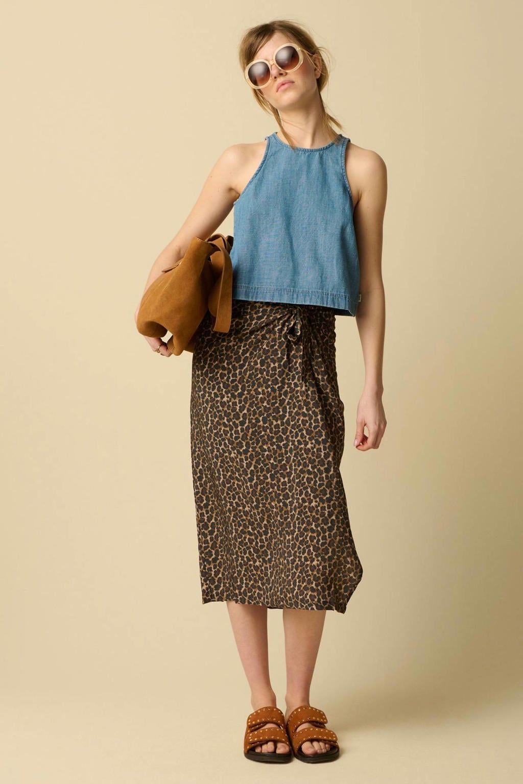 Sissy-Boy midirok met panterprint - bruin