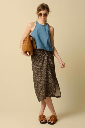 midirok met panterprint - bruin