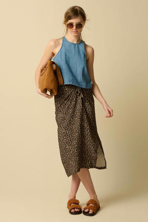 midirok met panterprint - bruin