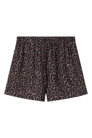 wide leg fit short met panterprint - bruin