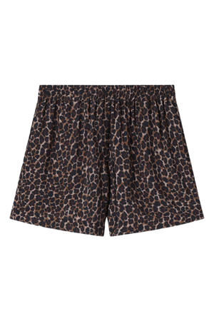 wide leg fit short met panterprint - bruin
