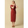 Sissy-Boy midi jurk met knoopdetail - donkerrood