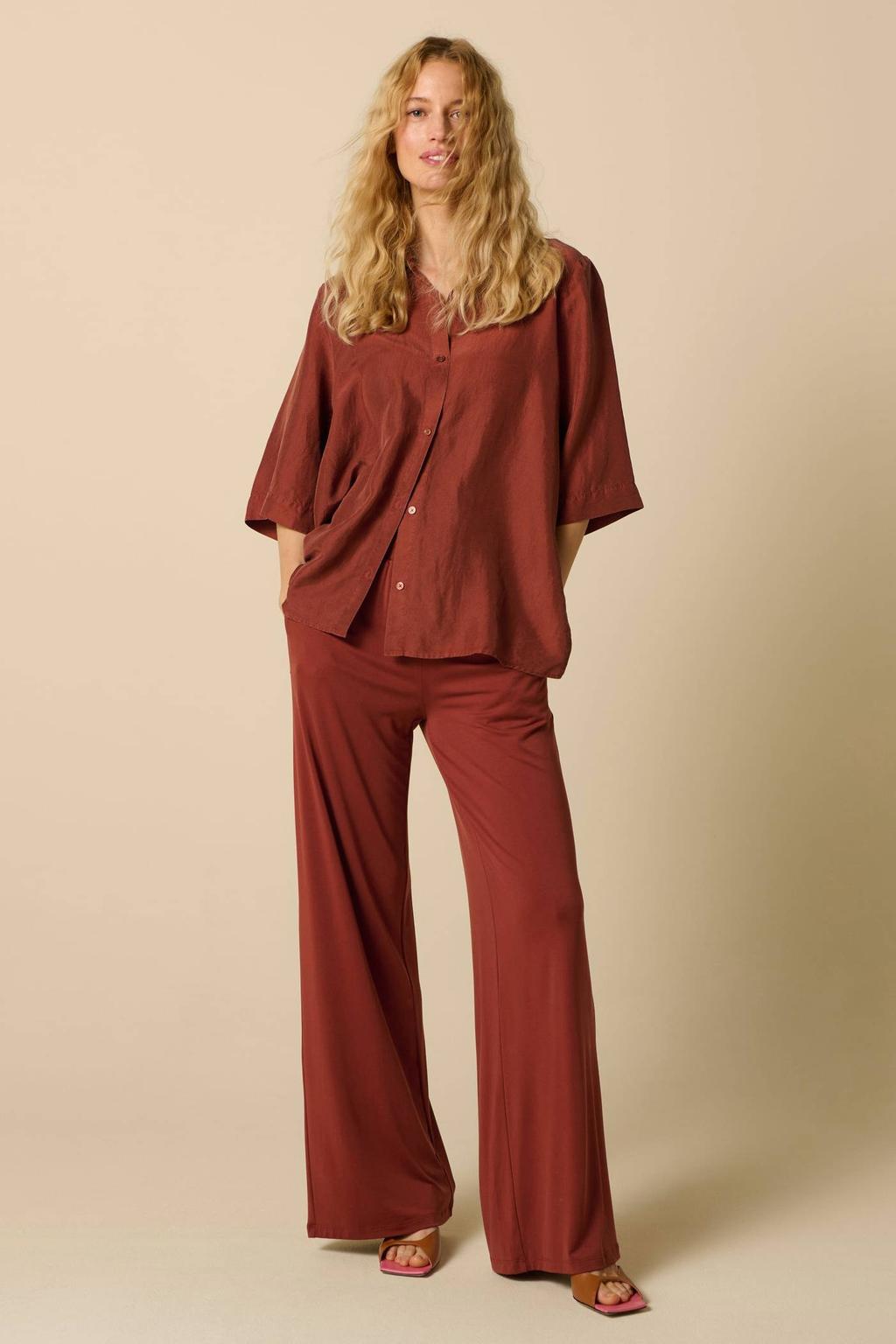Sissy-Boy high waist wide leg broek - donkerrood