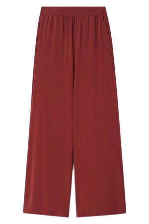 high waist wide leg broek - donkerrood