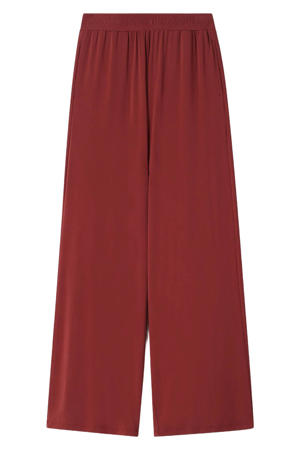 high waist wide leg broek - donkerrood
