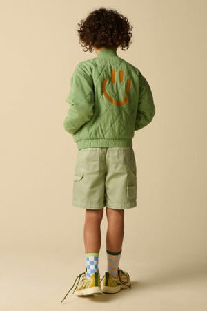 bomberjack quilted met backprint groen