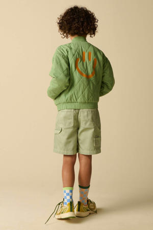 bomberjack quilted met backprint groen