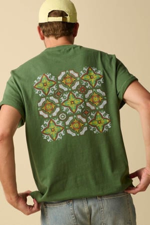relaxed T-shirt met backprint donkergroen