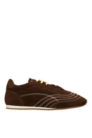 suède sneakers donkerbruin