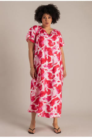 gebloemde maxi jurk rood