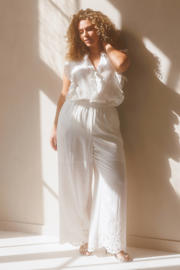 thumbnail: Yest Curve straight high waist broek broderie wit