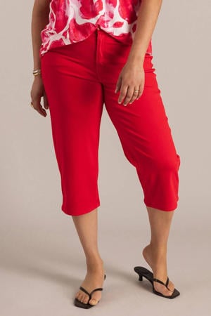 slim regular waist cropped broek rood
