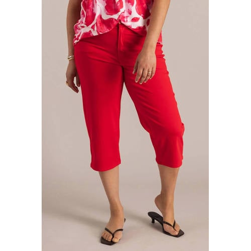 Yest Curve slim regular waist cropped broek rood