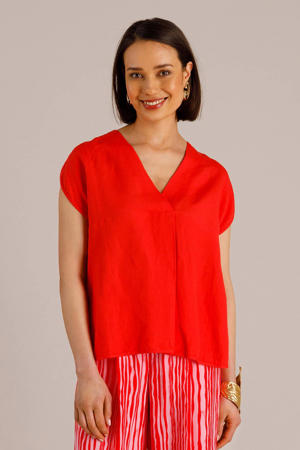 top met linnen rood