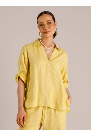 blouse met linnen geel