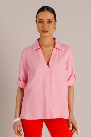blouse met linnen lichtroze