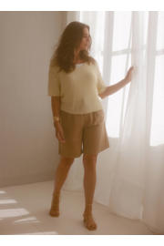 thumbnail: Yest regular waist casual short met linnen geel