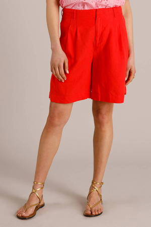 regular waist casual short met linnen rood