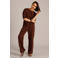 Yest wide leg regular waist broek bruin
