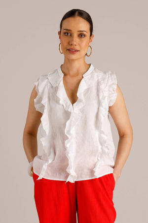 blousetop met linnen wit