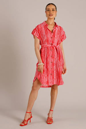 gestreepte blousejurk rood