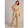 Yest high waist gestreepte broek taupe