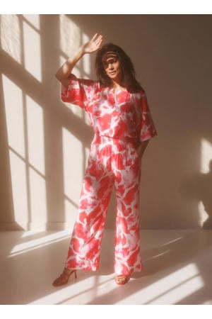 high waist broek rood