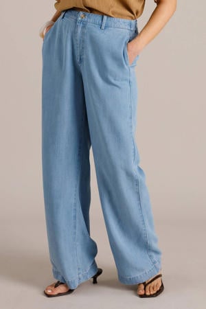 wide leg jeans light blue denim