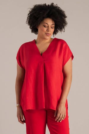 top met linnen rood