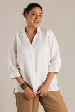 blouse met linnen wit