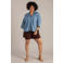 Yest Curve regular high waist casual short met linnen donkerbruin