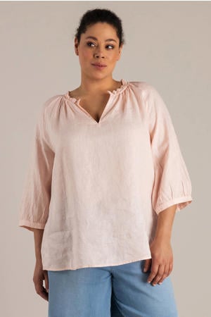 blousetop met linnen lichtroze