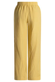 thumbnail: Gele dames Yest Curve straight high waist broek van linnen met elastische tailleband met koord en effen